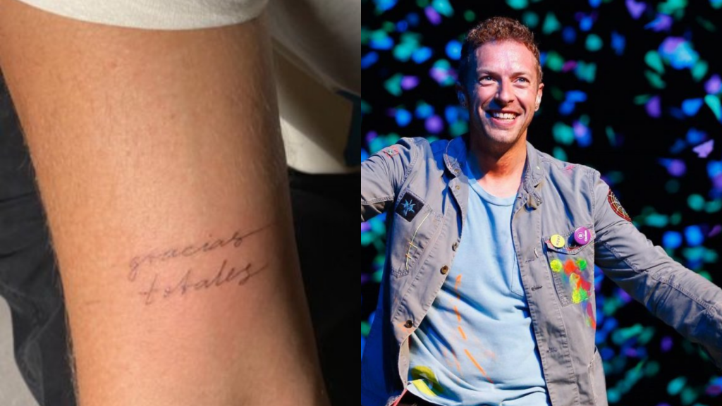 Chris Martin se fue de Argentina con una frase tatuada en honor a Gustavo Cerati