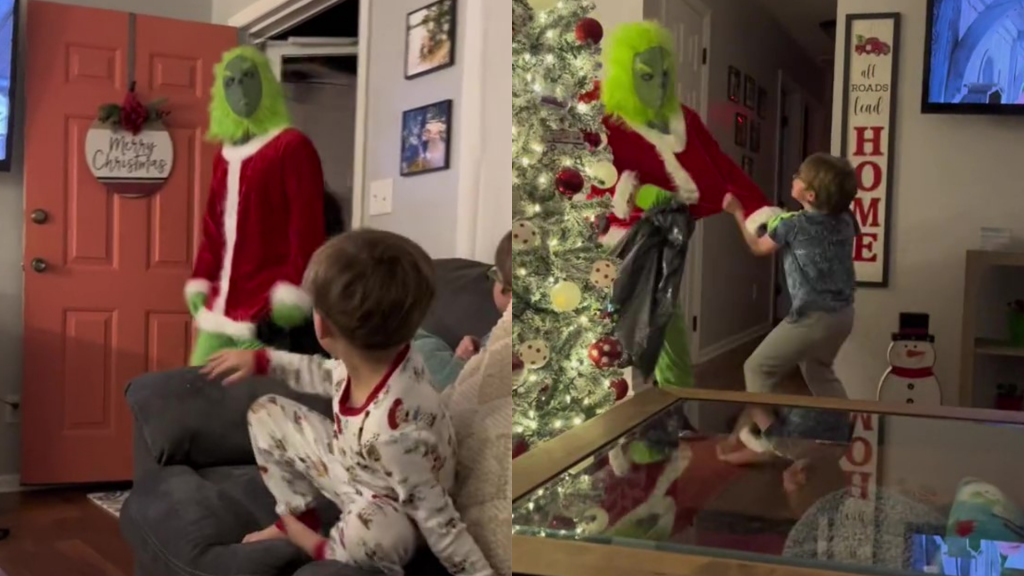 ¿Cómo habrías reaccionado?: niños se enfrentan al grinch en la casa para salvar la navidad
