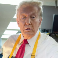 DONALD TRUMP ES SORPRENDIDO SIRVIENDO PAPAS FRITAS EN MCDONALDS