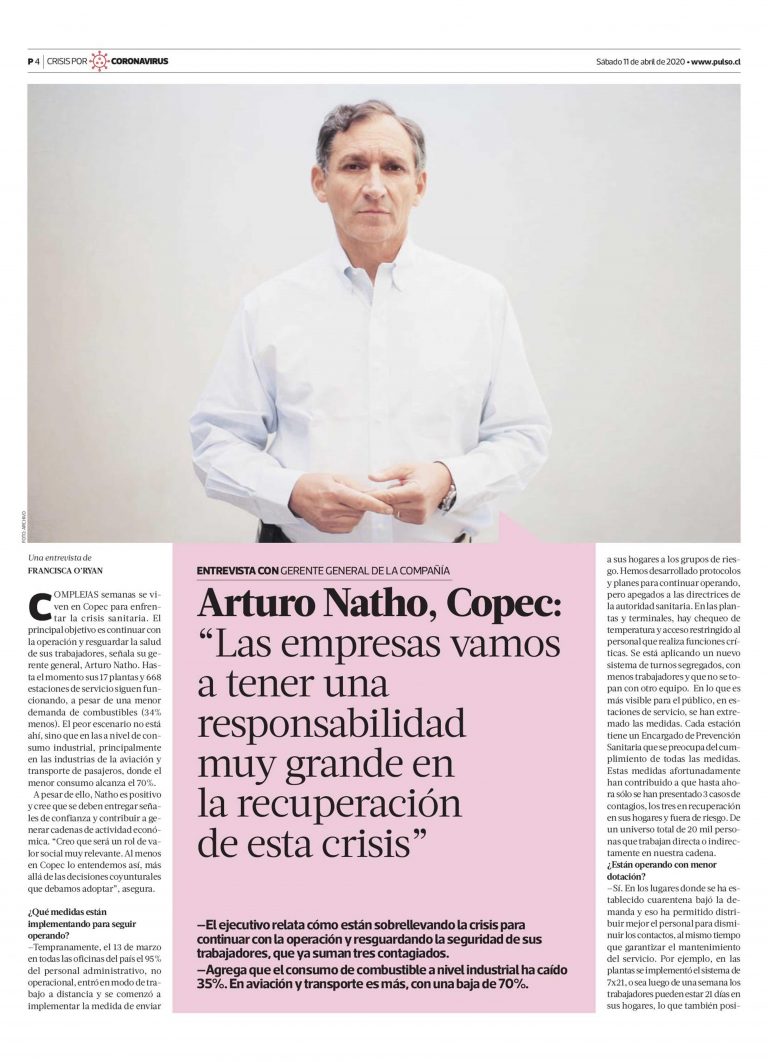 Arturo Natho e impacto de la pandemia en resultados de Copec: "A septiembre estamos como un 20% bajo el año pasado"