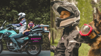 Jess Stone y su perrita Moxie: La dupla que recorre países en moto para una ONG que visibiliza el derecho de niñas