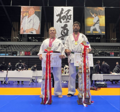 Dos deportistas en lo más alto: William Bórquez y Carolyn Saravia triunfaron en el  Mundial de Karate Kyokushin en Japón