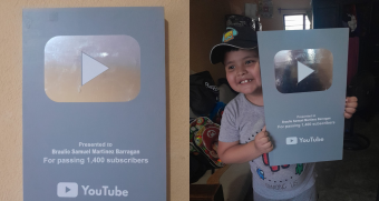 Era una promesa: Padre fabrica una placa de YouTube para su hijo que superó los mil suscriptores y se viraliza